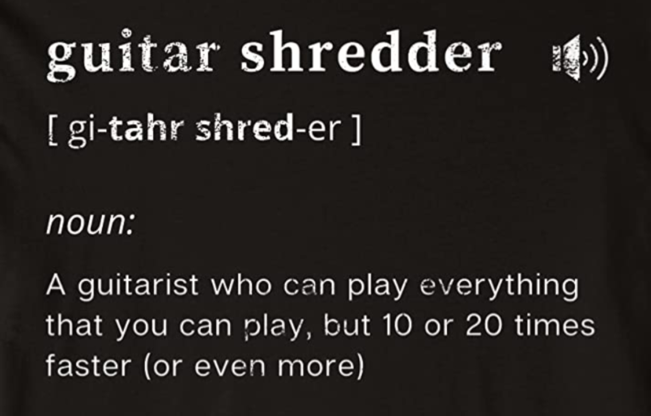 print t-shirt guitar shredder definition